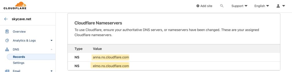 cloudflare 네임서버 정보